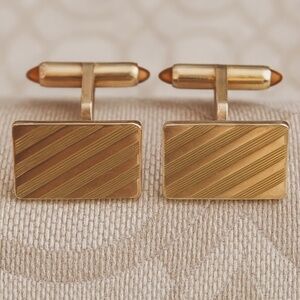 Vintage Krementz Amber Bullet-Back Cufflinks – 1930s PATENTED Design